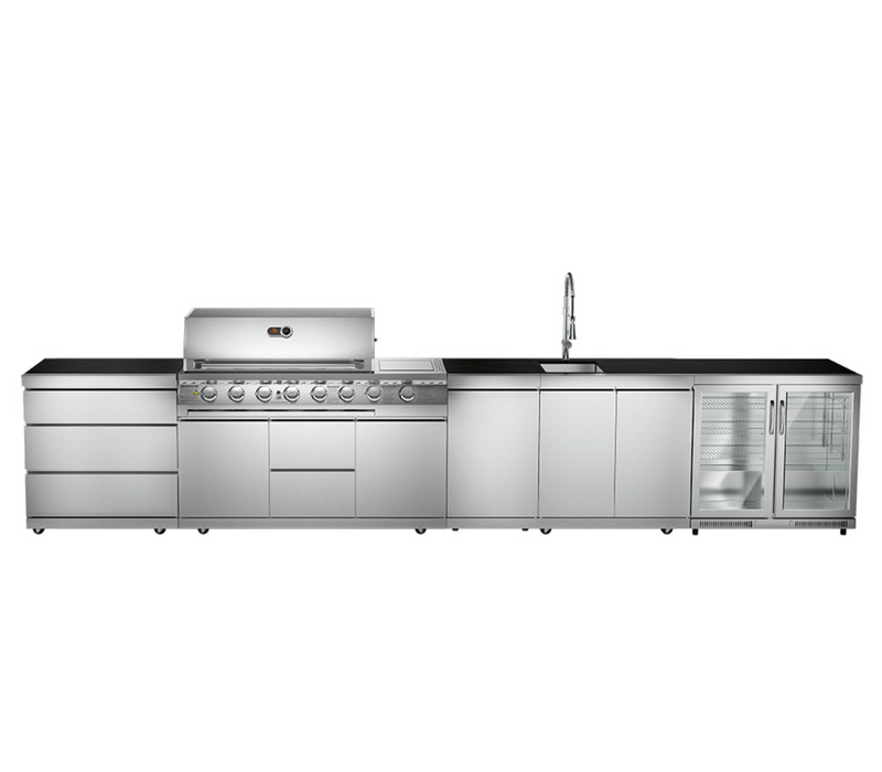 Whistler Outdoor Kitchen 6 Burner BBQ, Sink and Fridge | Lechlade | 4.6Meters