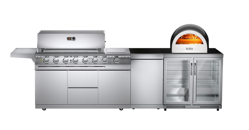 Whistler Outdoor Kitchen 6 Burner BBQ, and Fridge | Blockley and Pizza Oven | 3.3Meters