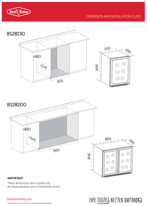 BeefEater Outdoor Double Door Fridge