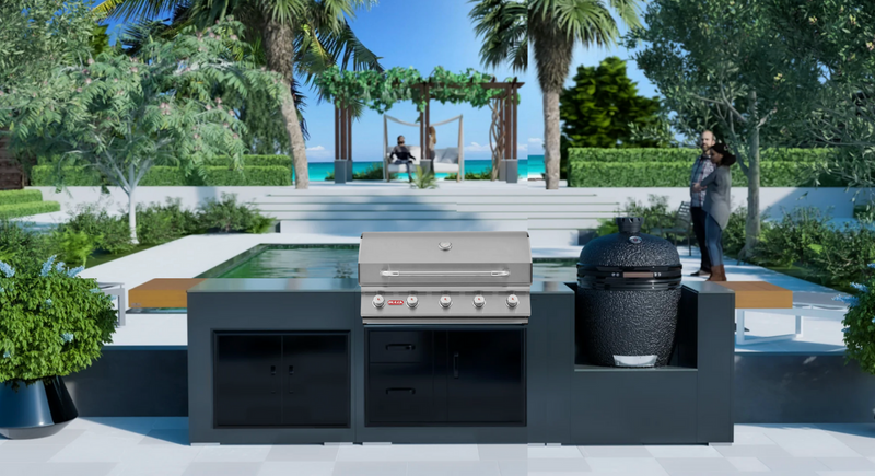 Grillandia Outdoor kitchen Bull Renegade 5 Burner, Large Kamado, and Weather Cover - 3.6m (