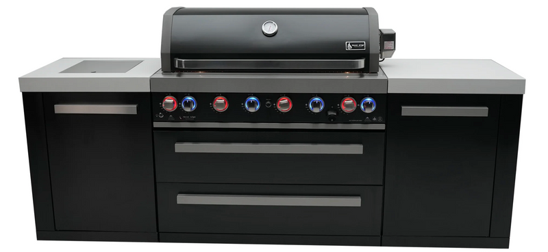 Mont Alpi Outdoor kitchen Black 6 Burner, and Weather Cover - 2.4m