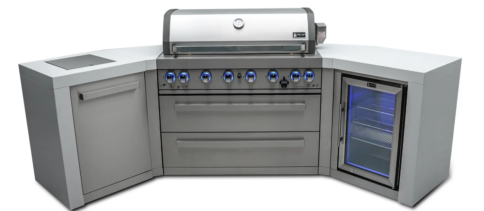 Mont Alpi Outdoor kitchen 6 Burner, Fridge and Weather Cover 2.8m