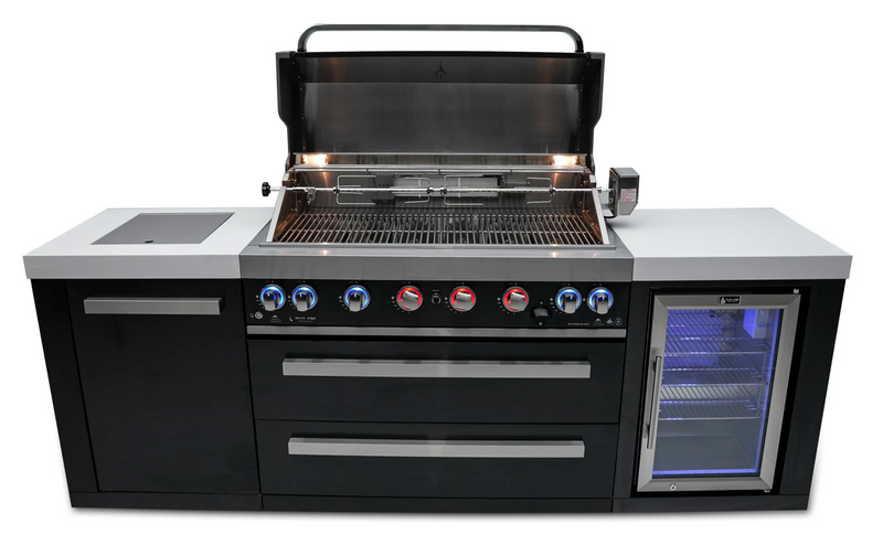 Mont Alpi Outdoor kitchen Black 6 Burner, Fridge and Weather Cover - 2.4m