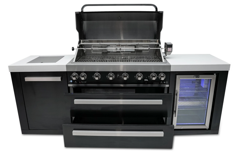 Mont Alpi Outdoor kitchen Black 6 Burner, Fridge and Weather Cover - 2.4m