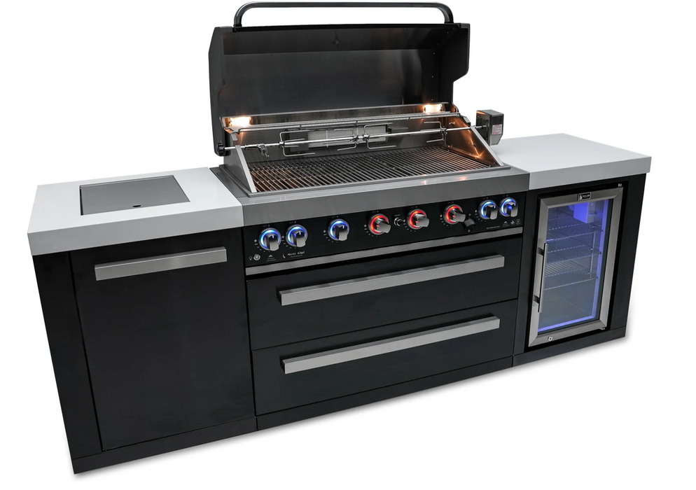 Mont Alpi Outdoor kitchen Black 6 Burner, Fridge and Weather Cover - 2.4m