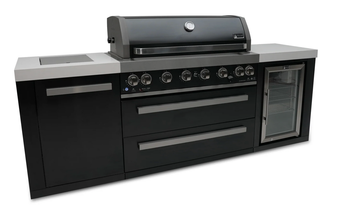 Mont Alpi Outdoor kitchen Black 6 Burner, Fridge and Weather Cover - 2.4m