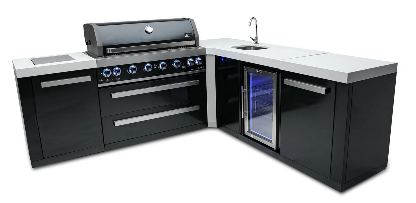 Mont Alpi Outdoor kitchen Black 6 Burner, Fridge, Sink and Weather Cover