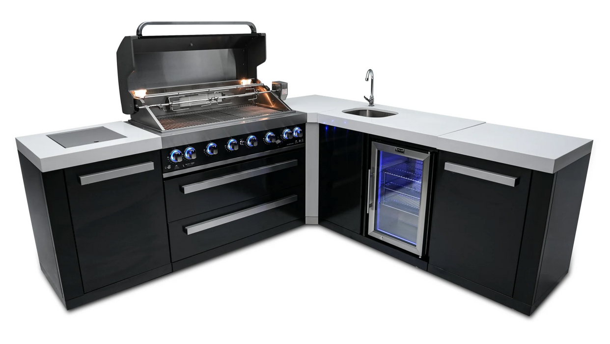 Mont Alpi Outdoor kitchen Black 6 Burner, Fridge, Sink and Weather Cover