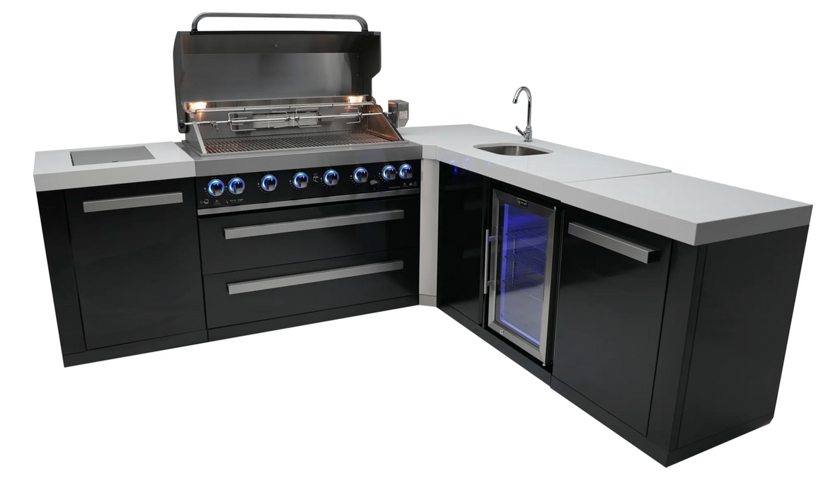 Mont Alpi Outdoor kitchen Black 6 Burner, Fridge, Sink and Weather Cover