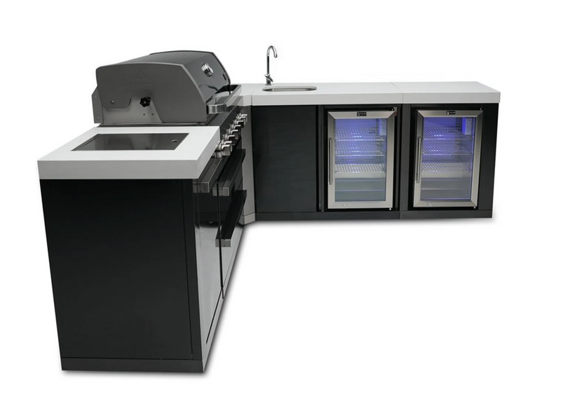 Mont Alpi Outdoor kitchen Black 6 Burner, Sink, Double Fridge and Weather Cover
