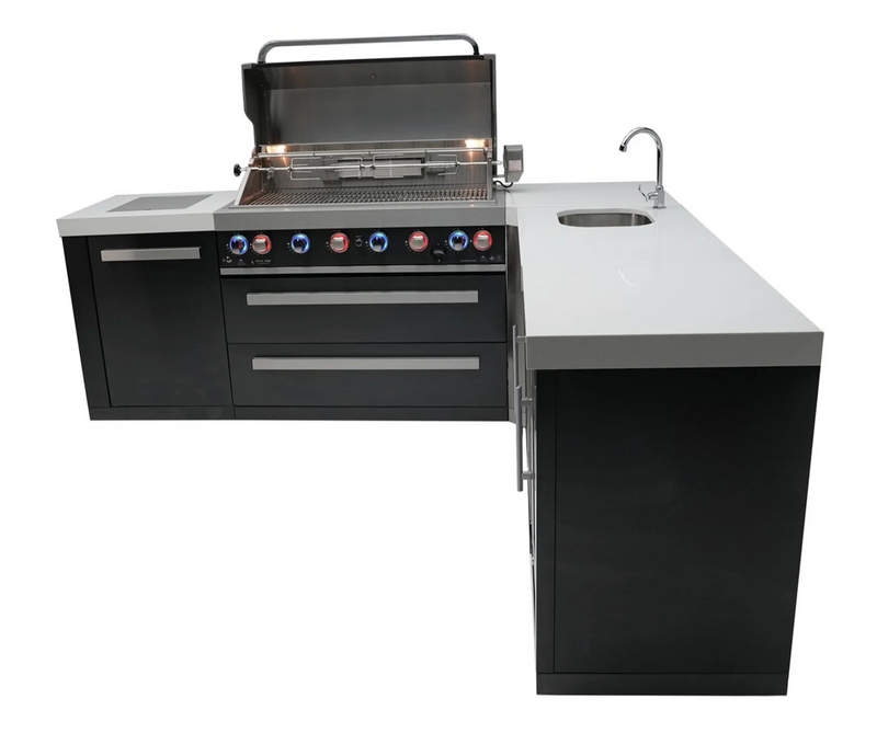 Mont Alpi Outdoor kitchen Black 6 Burner, Sink, Double Fridge and Weather Cover