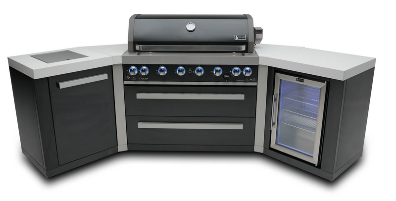 Mont Alpi Outdoor kitchen Black 6 Burner, Fridge and Weather Cover - 2.8m