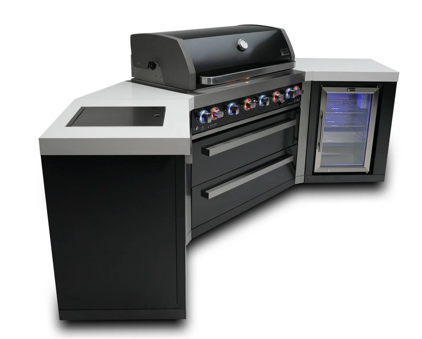 Mont Alpi Outdoor kitchen Black 6 Burner, Fridge and Weather Cover - 2.8m