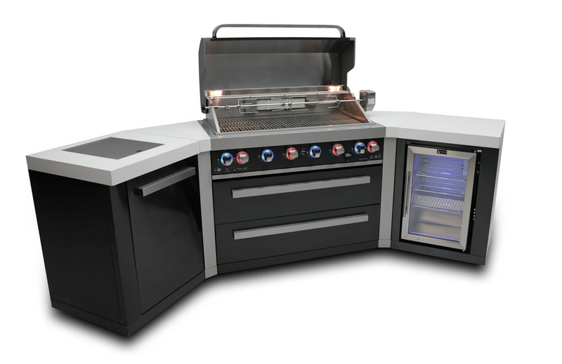 Mont Alpi Outdoor kitchen Black 6 Burner, Fridge and Weather Cover - 2.8m