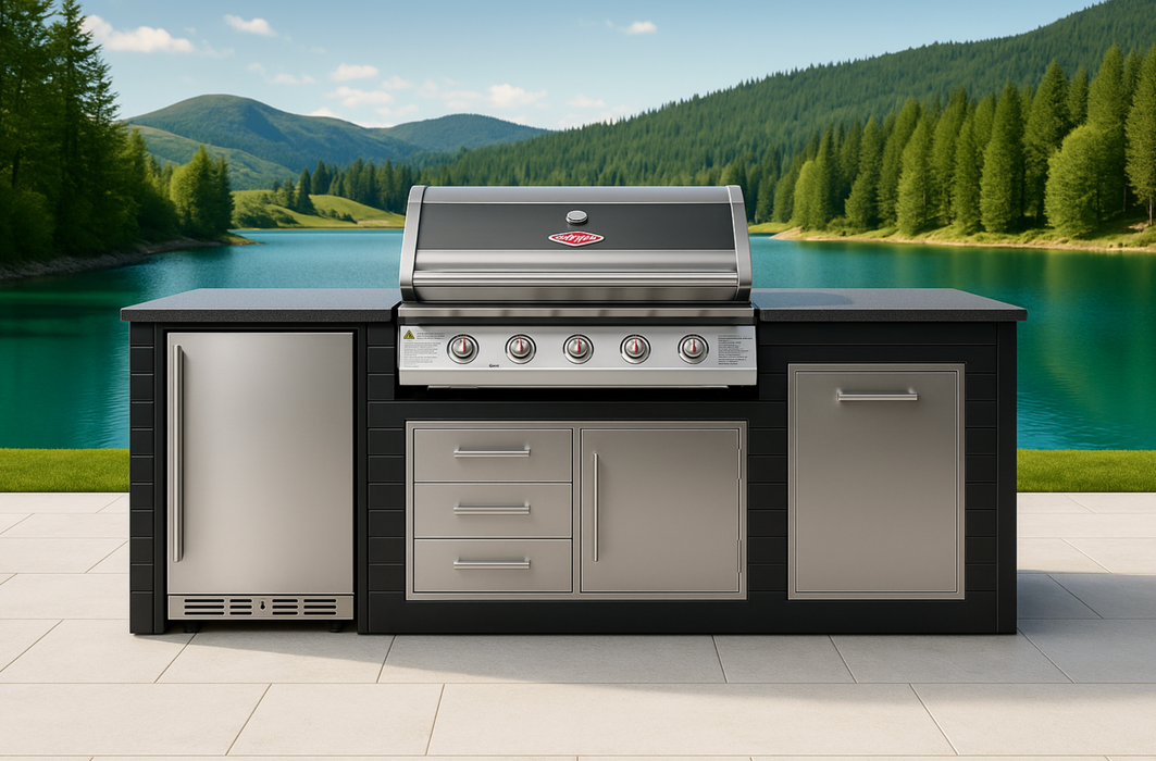 The Alpha Forge Outdoor Kitchen Beefeater 1600S Built-In 5 Burner Gas BBQ | 250cm Charcoal