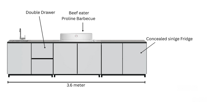 Hoppilif Outdoor Kitchen | BeefEater Proline & Sink –  Silver (3.6m)