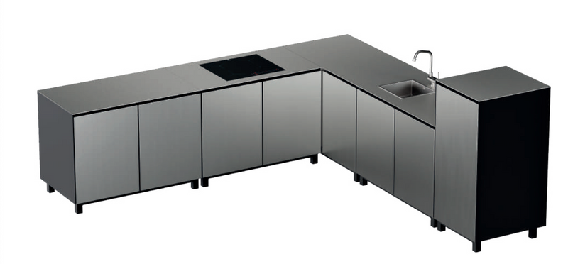 Hoppilif Outdoor Kitchen 60 cm cabinet unit 120 cm high | Worktop Brushed Stainless Steel
