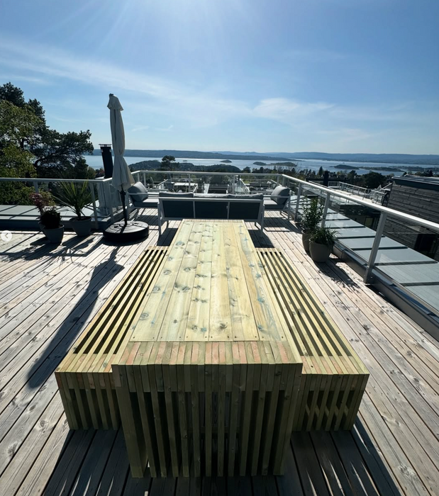 Pressure-Treated Timber Outdoor Table Set | 4-Meter with Two Benches