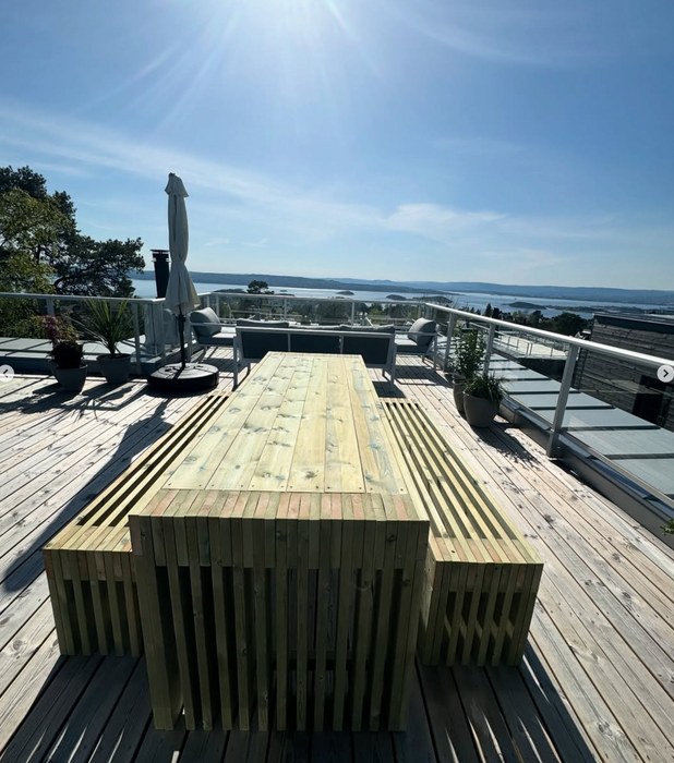 Pressure-Treated Timber Outdoor Table Set | 4-Meter with Two Benches