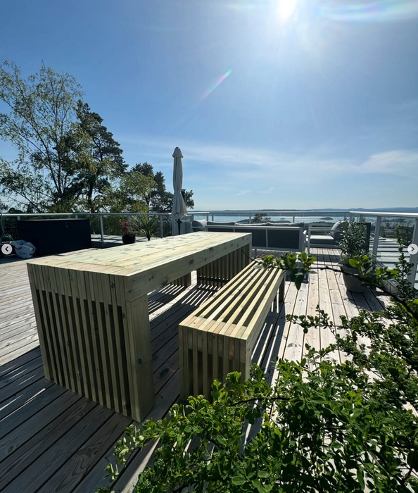Pressure-Treated Timber Outdoor Table Set | 4-Meter with Two Benches