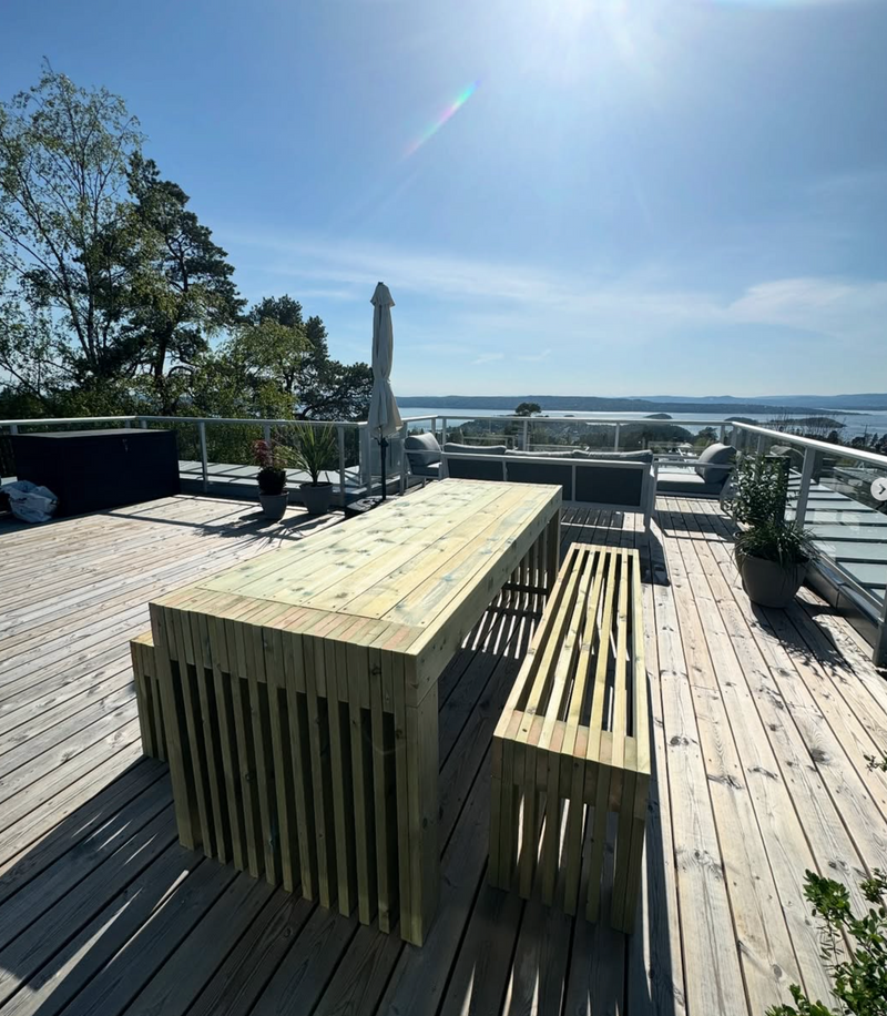 Pressure-Treated Timber Outdoor Table Set | 4-Meter with Two Benches
