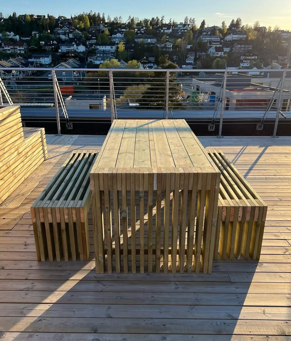 Pressure-Treated Timber Outdoor Table Set | 4-Meter with Two Benches
