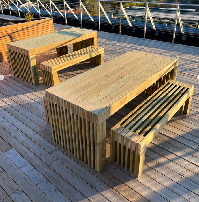 Pressure-Treated Timber Outdoor Table Set | 4-Meter with Two Benches