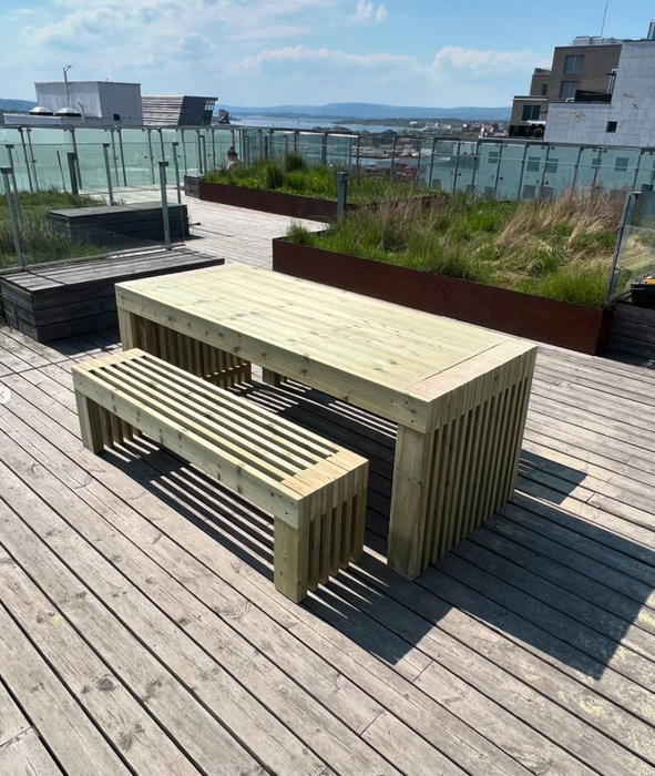 Pressure-Treated Timber Outdoor Table Set | 4-Meter with Two Benches