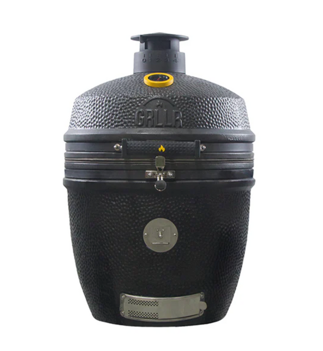 The Alpha Forge Outdoor Kitchen Kamado Grill 22" and Fridge and Bin | 250cm Light grey