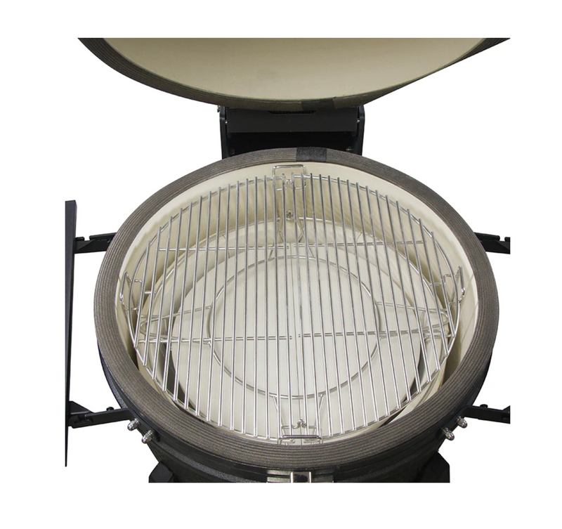 The Alpha Forge Outdoor Kitchen Kamado Grill 22" and Fridge and Bin | 250cm Light grey