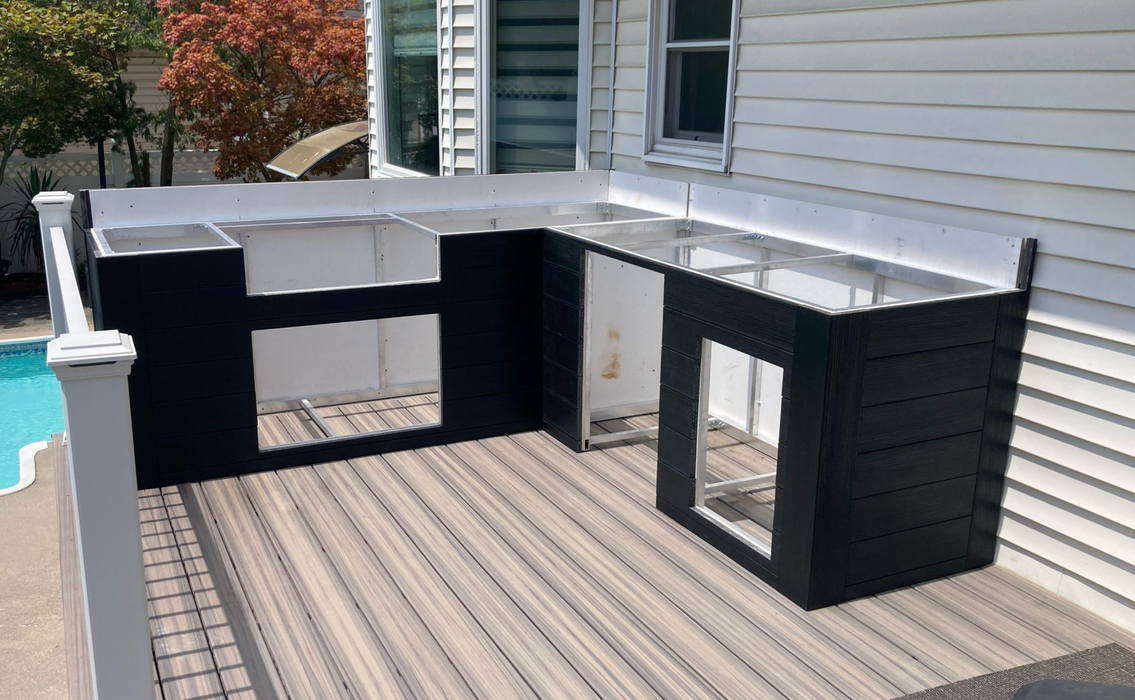 The Alpha Forge Outdoor Kitchen Gozney Station | 350cm Light grey