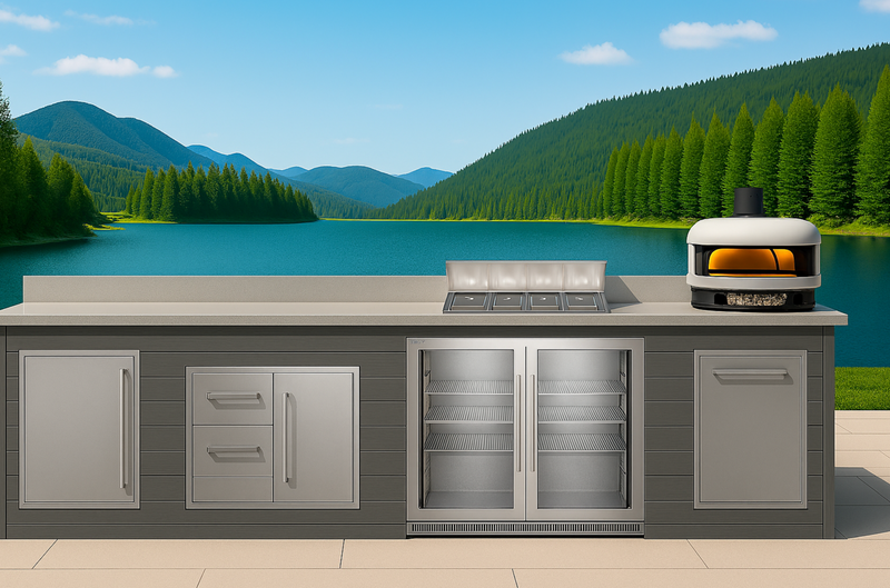 The Alpha Forge Outdoor Kitchen Gozney Station | 350cm Light grey