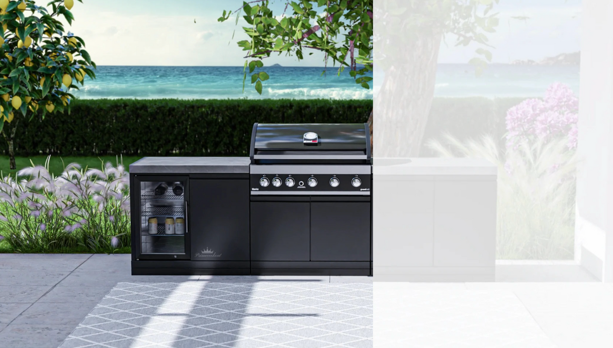 GrandPro Outdoor Kitchen with 5 Burner BBQ, and Fridge- 1.8m
