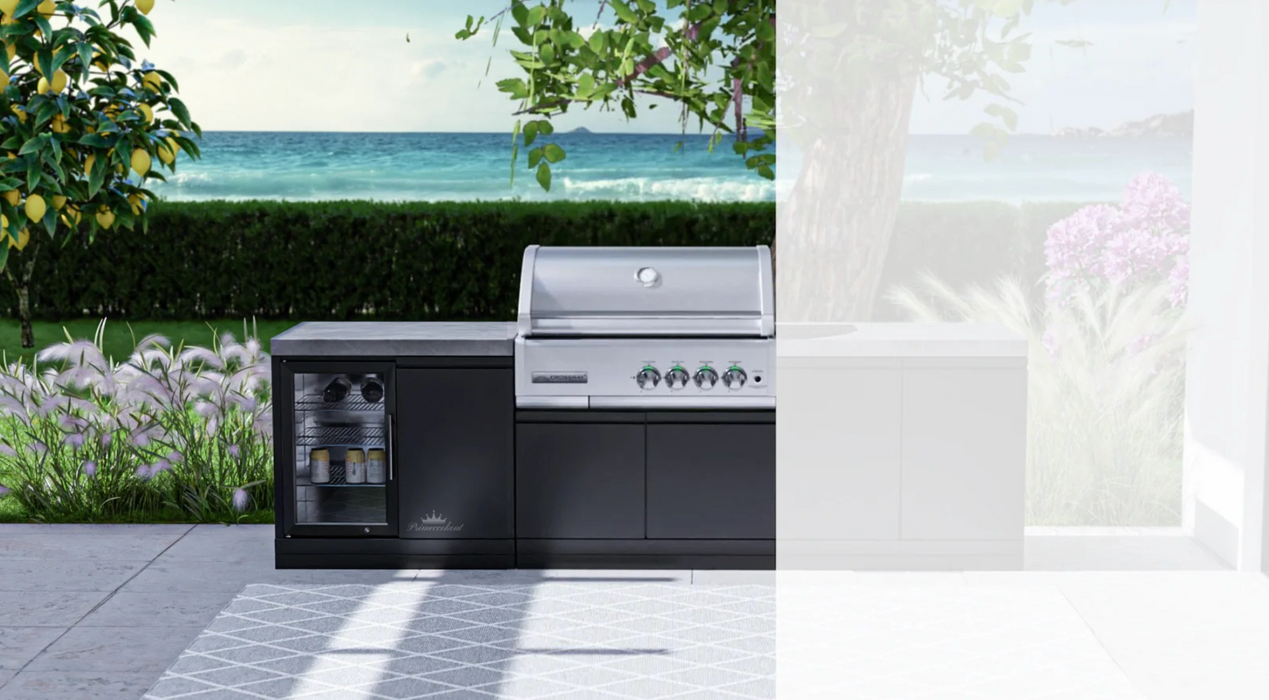 GrandPro Outdoor Kitchen with CrossRay 4 Burner BBQ, and Fridge - 1.8m