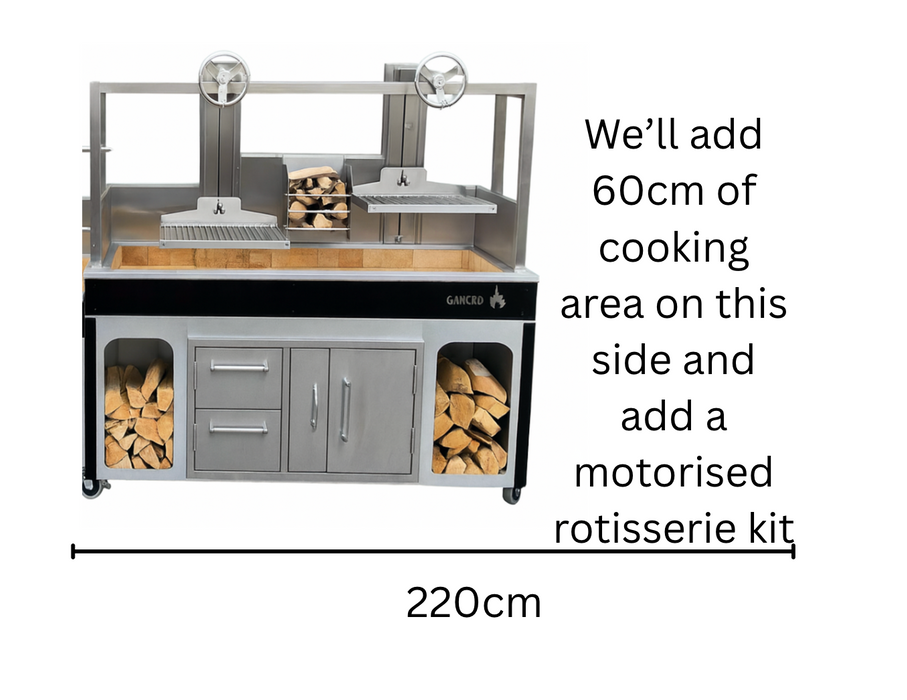 Outdoor Kitchen Argentinian Brasa Grill Plus Rotisserie 2.2M