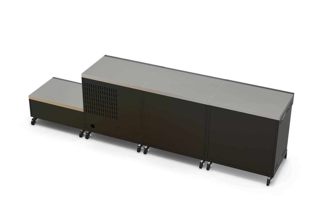 GRLLR Outdoor Kitchen Island Open shelves and Fridge and Kamado | Full length 3.2M