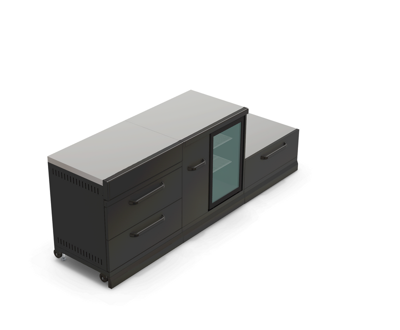 GRLLR Outdoor Kitchen Island Fridge and Kamado | Full length 2.4M