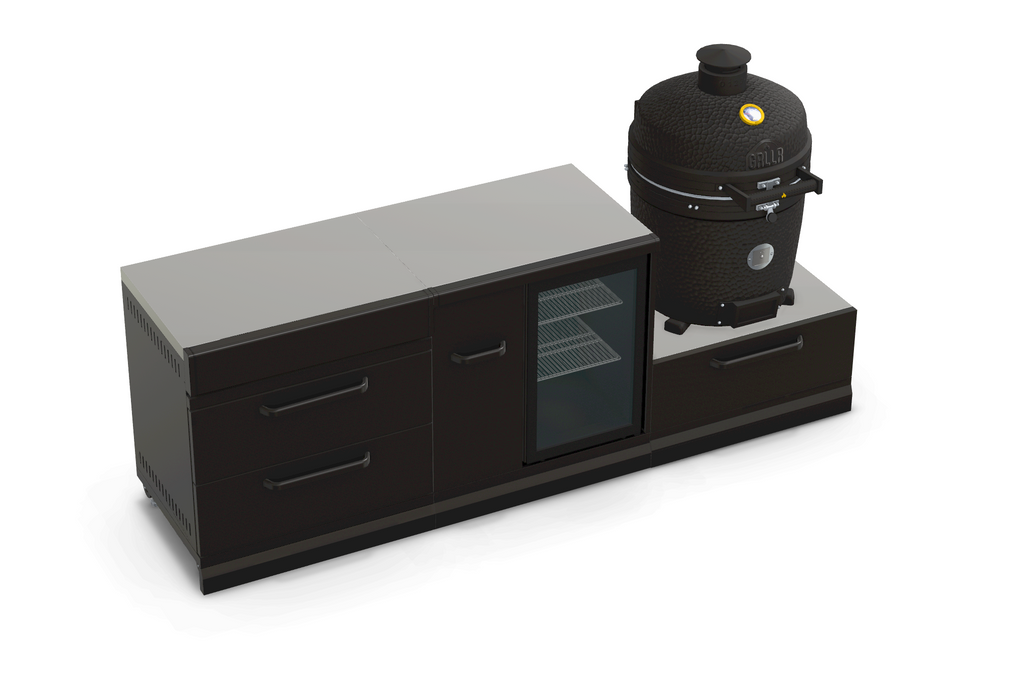 GRLLR Outdoor Kitchen Island Fridge and Kamado | Full length 2.4M