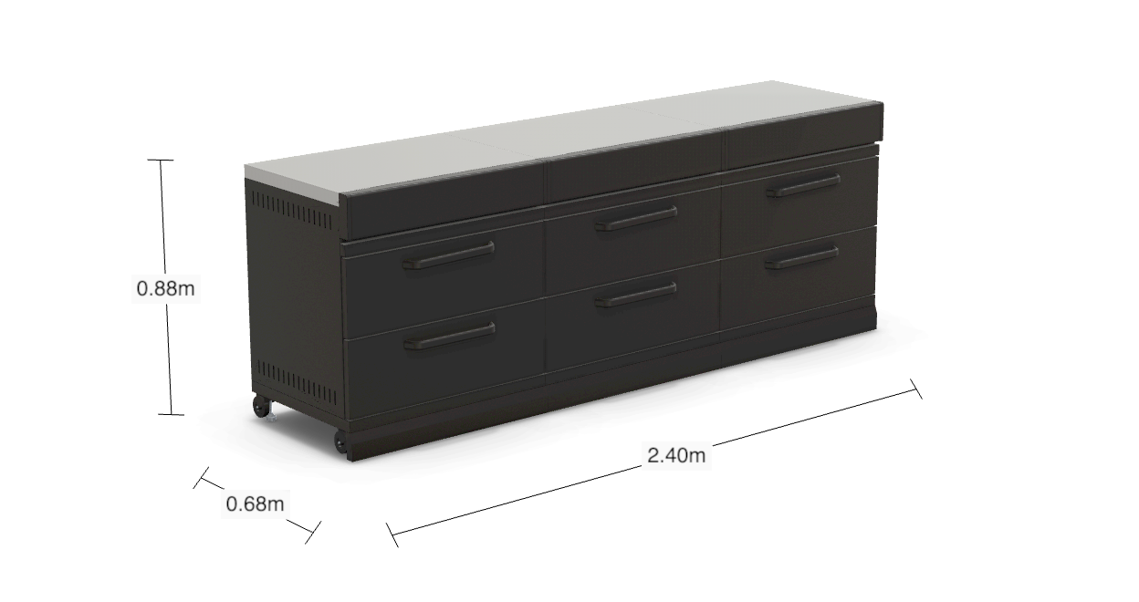 GRLLR Outdoor Kitchen Kamado Island Drawers | Full length 2.4M