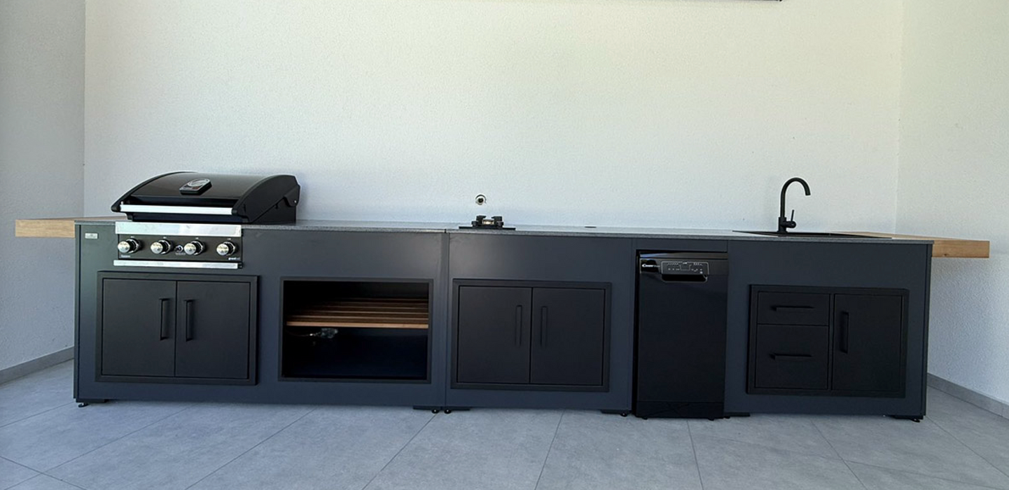 Grillandia Outdoor Kitchen Grandhall Gas BBQ, Fridge, Sink