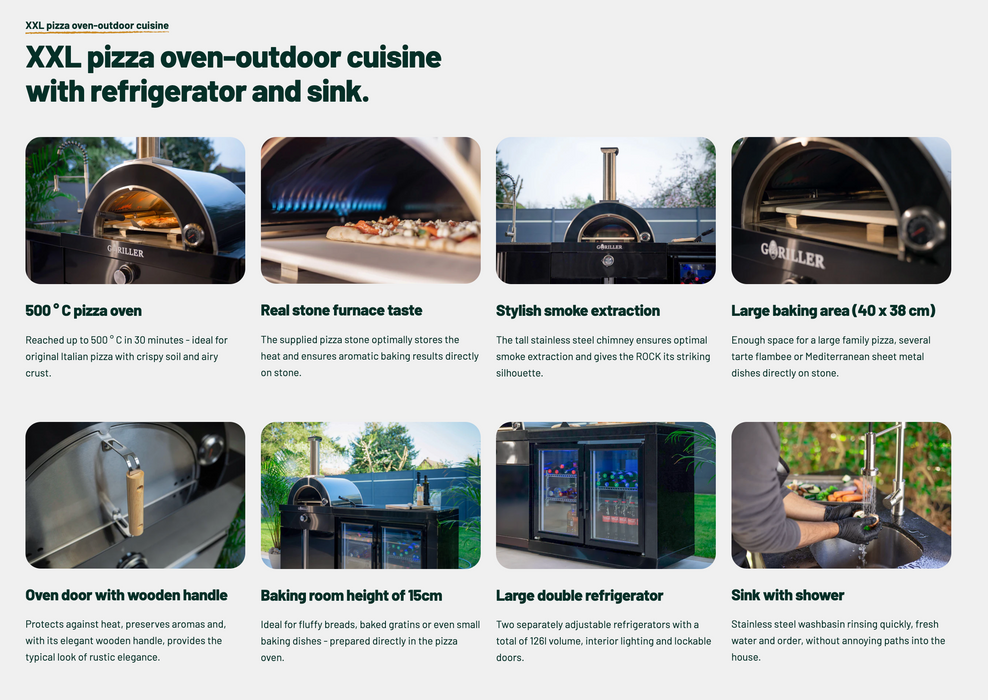 Goriller Outdoor Kitchen | Pizza Oven, Sink & Fridge | 2.5m