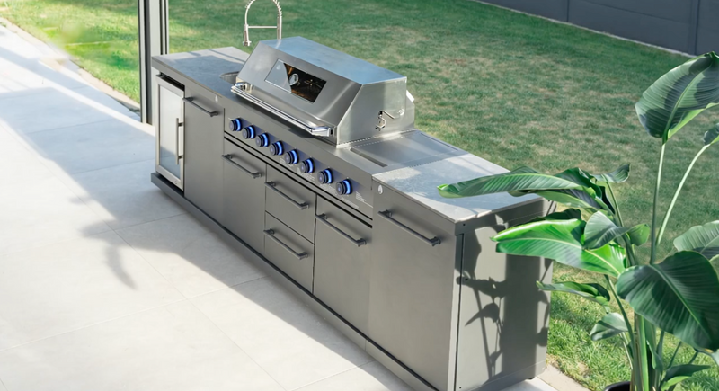 Goriller Outdoor Kitchen Empire | 8-Burner Gas Grill, Fridge, Sink & WorkStation | 3m