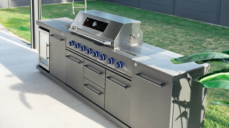 Goriller Outdoor Kitchen Empire | 8-Burner Gas Grill, Fridge, Sink & WorkStation | 3m