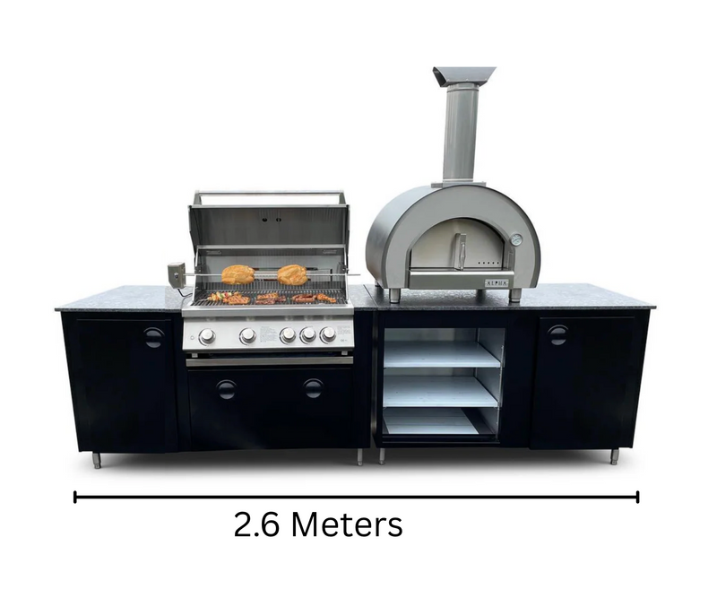Outdoor kitchen Whistler Burford 4 BBQ & Piccolo Pizza oven 2.6M