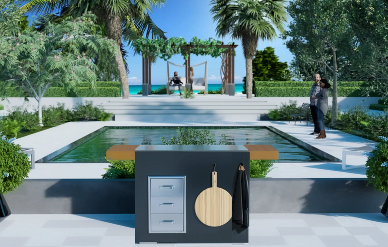 Grillandia Outdoor Kitchen Pizza Oven Station | 1.6M