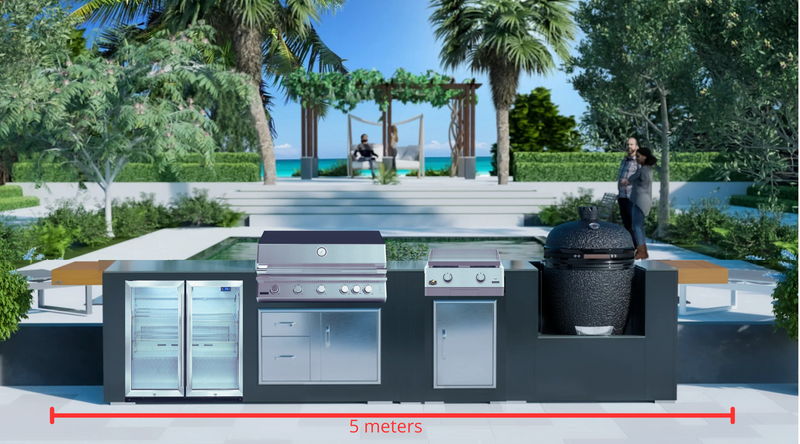 Grillandia Outdoor Kitchen Paired with Brabura BBQ, Plancha, and Kamado Grill | 5M