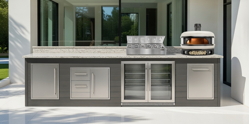 The Alpha Forge Outdoor Kitchen Gozney Station | 350cm Light grey