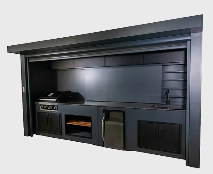 Grillandia Outdoor Kitchen Roll Cabana Pro BBQ, Fridge, and Sink  | 4.2M