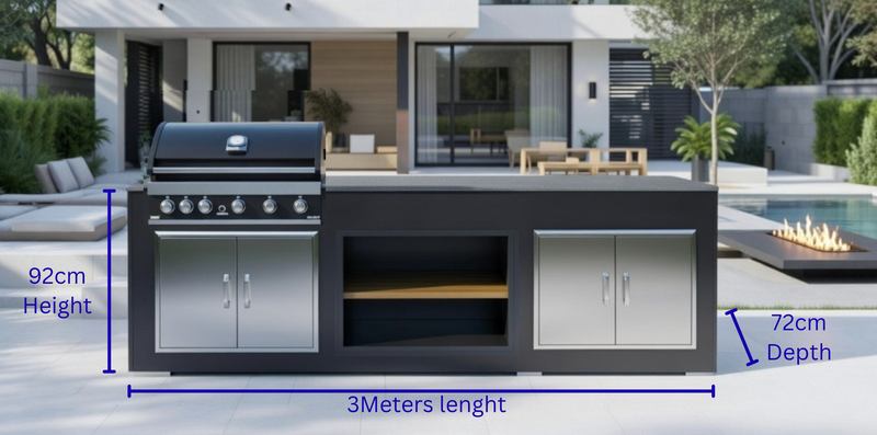 Grillandia Outdoor Kitchen Paired with Grandpro 5 Burner Gas BBQ | 3M