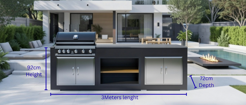 Grillandia Outdoor Kitchen Paired with Grandpro 5 Burner Gas BBQ | 3M